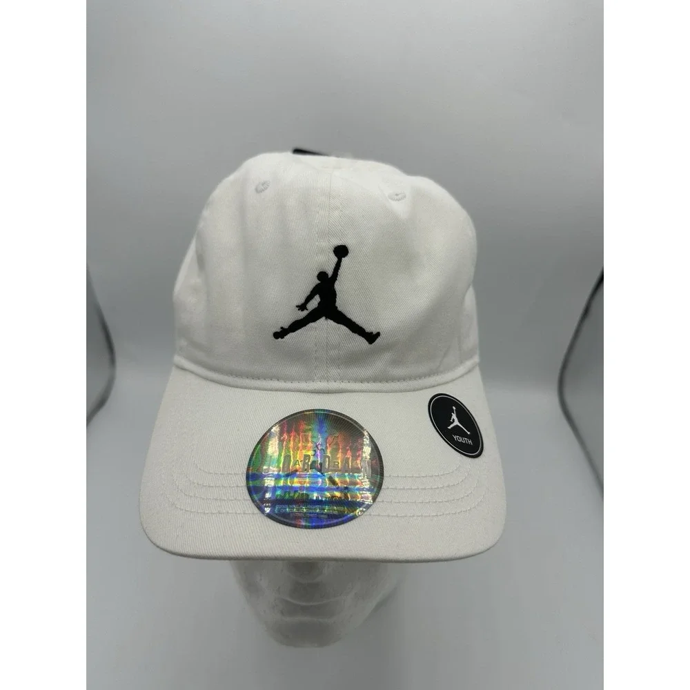 Nike Air Jordan Hat Youth Jumpman Strapback Adjustable Cap White Big Logo